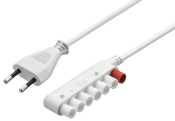 Kolébkový spínač a napájecí kabel, S barevně kódovaným 6cestným HV rozbočovačem, systém minizástrček 230 V