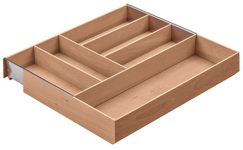 Vložka pro příbory, Häfele Matrix Box P, dřevo, široký výsuv, nastavitelná šířka
