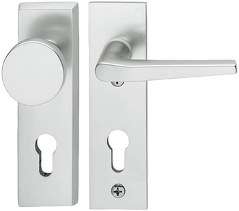 Bezpečnostní dveřní kliky, Hliník, model A91.12 SB1-KS, krátký štít