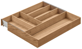 Vložka pro příbory, Häfele Matrix Box P, dřevo, široký výsuv, nastavitelná šířka