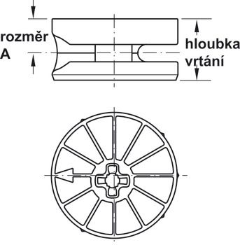 Tělo spoje, Häfele Maxifix, pro tloušťku dřeva od 24 mm