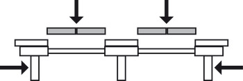 Kuličkové výsuvy, pro 2 vkládací desky, asynchronní, pro stoly bez rámové konstrukce